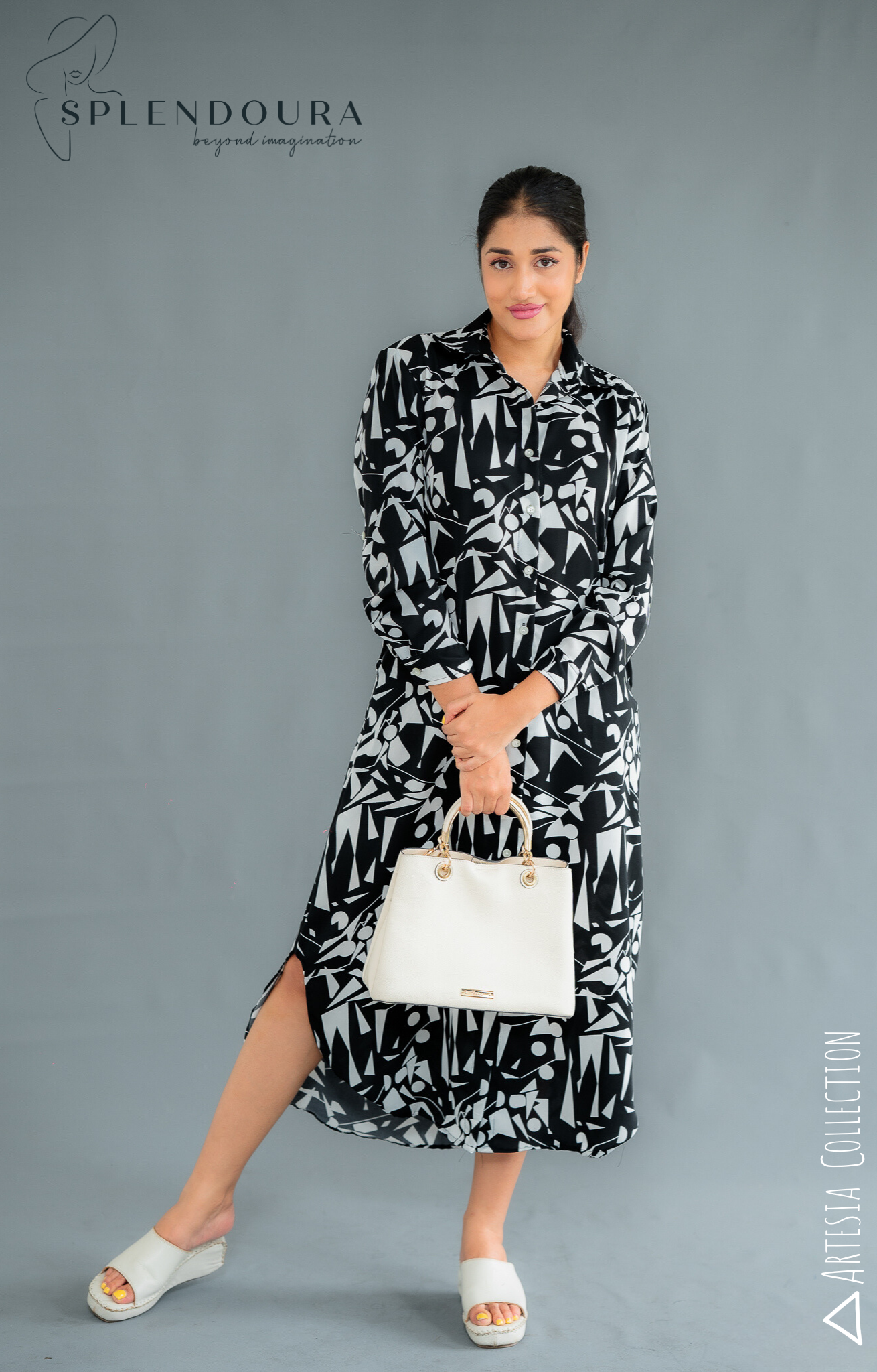 Noir Blossom Shirt Dress