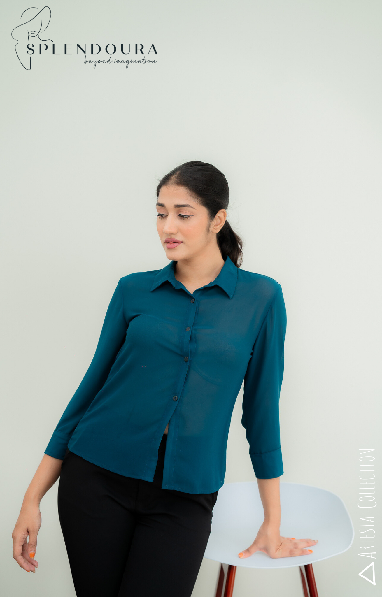Azure Grace Work Blouse