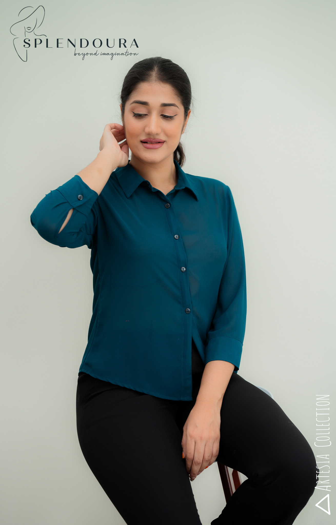 Azure Grace Work Blouse