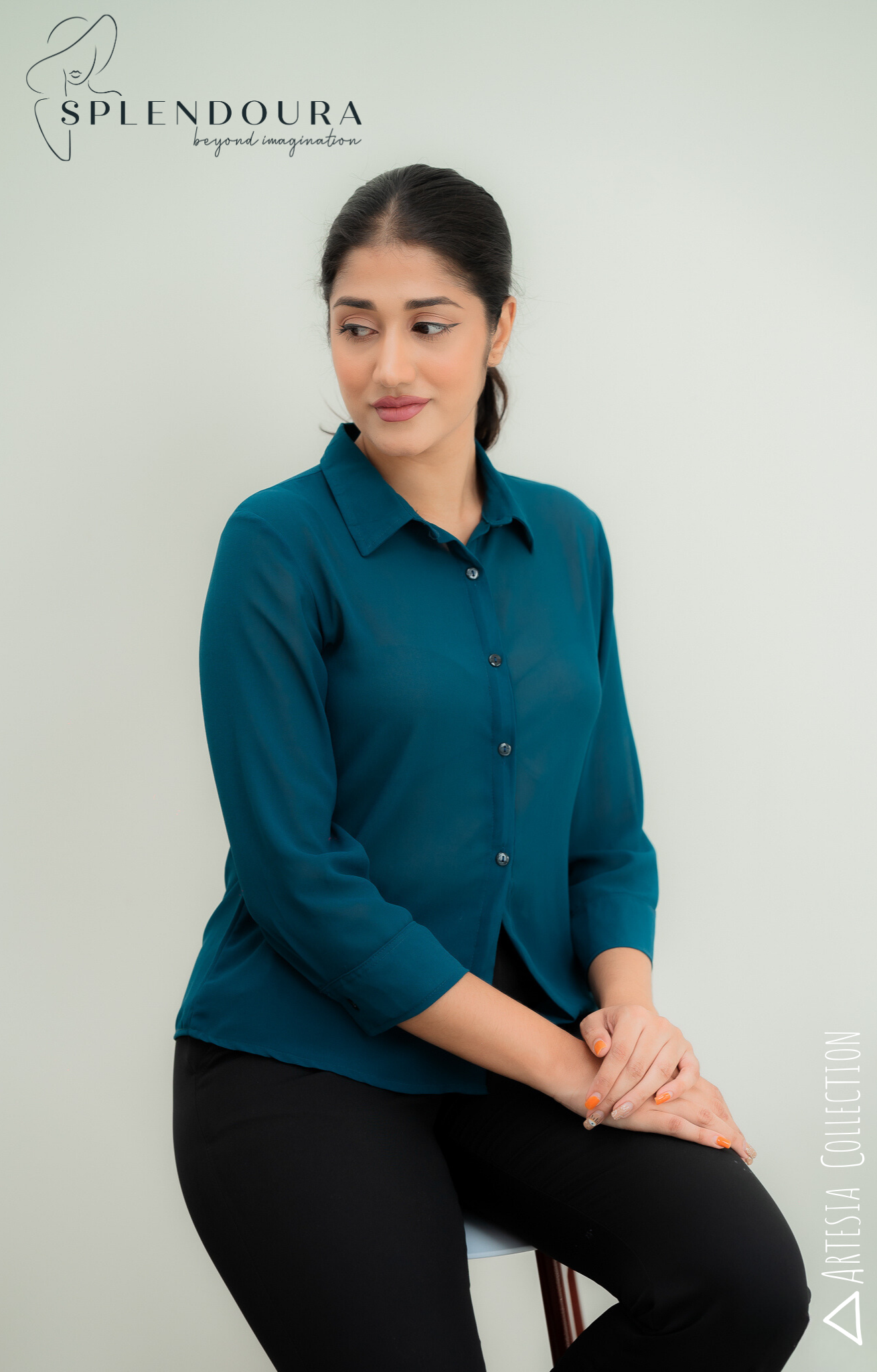 Azure Grace Work Blouse