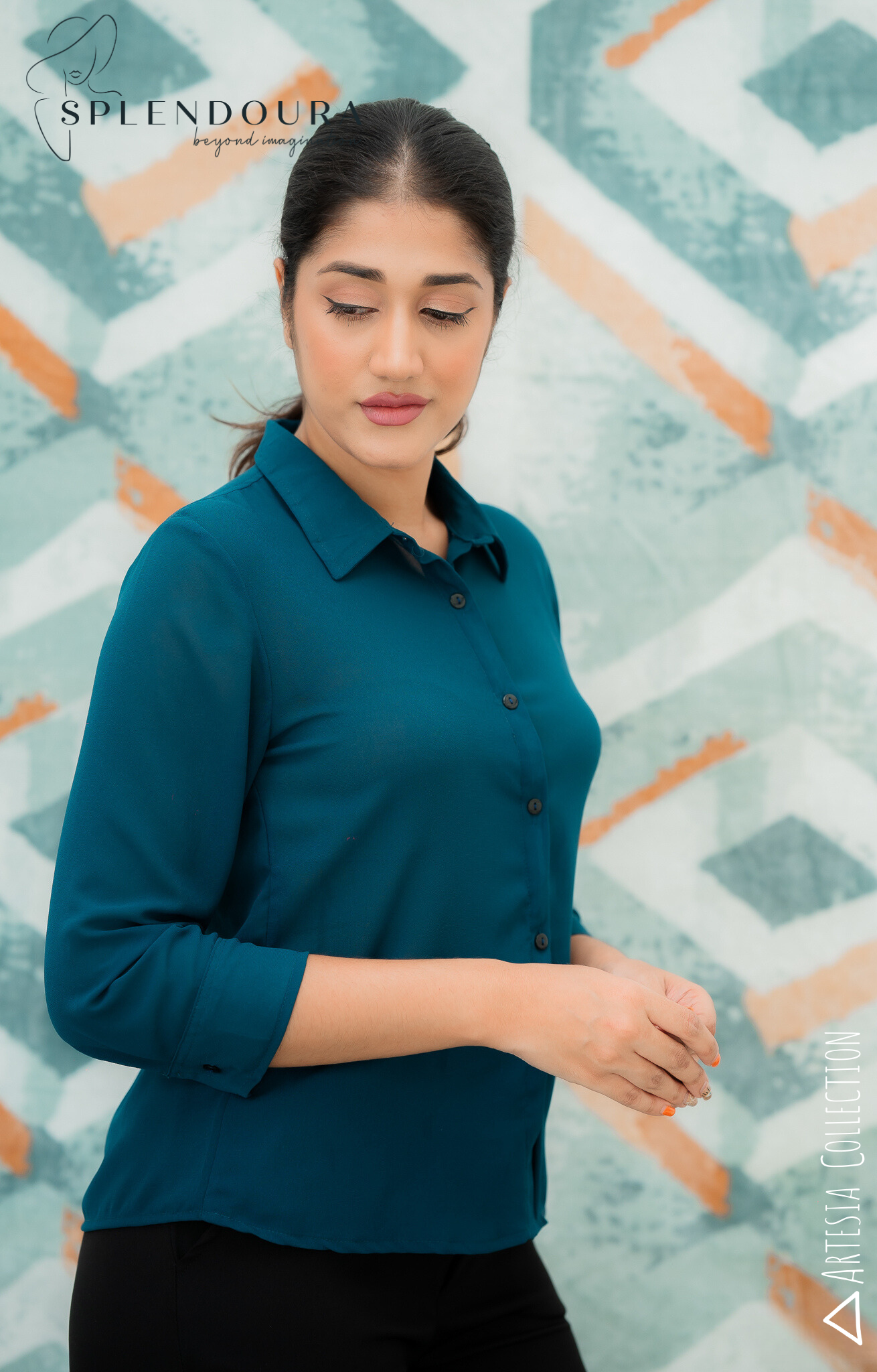 Azure Grace Work Blouse