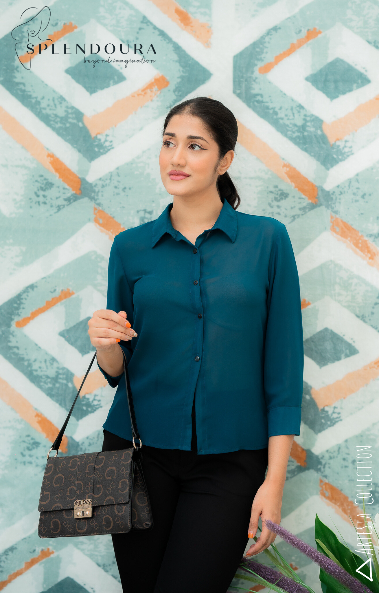 Azure Grace Work Blouse