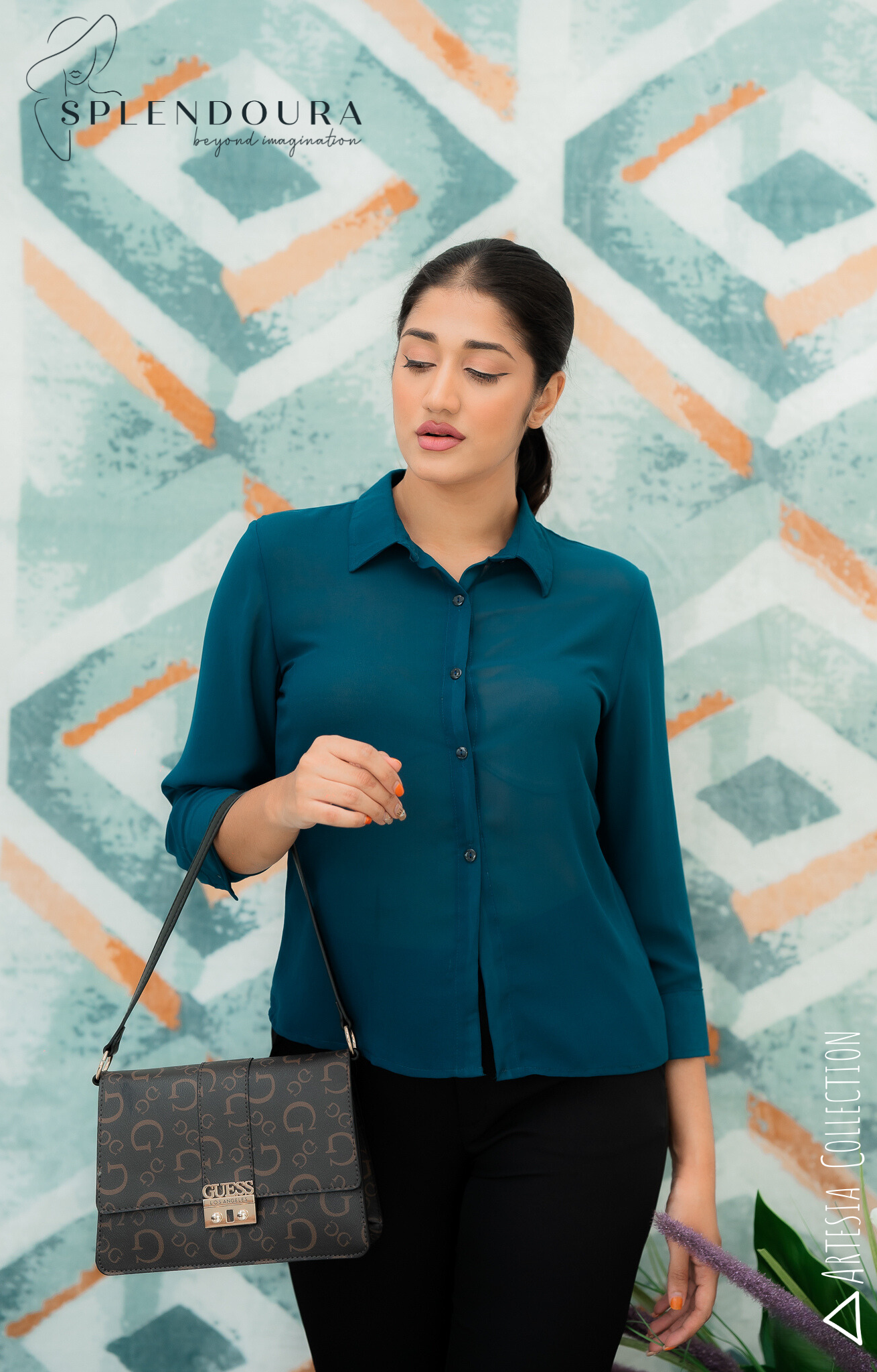 Azure Grace Work Blouse